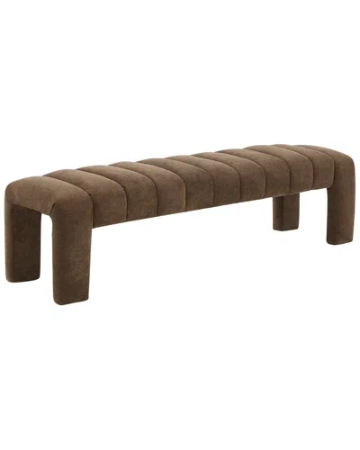 Safavieh Couture Bellissima Channel Tufted Bench In Brown