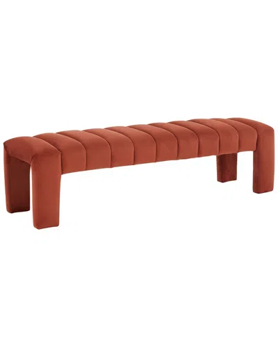 Safavieh Couture Bellissima Channel Tufted Bench In Red
