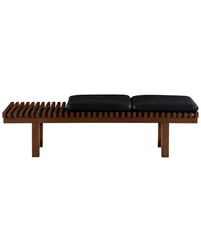 Safavieh Couture Bolivar Leather & Wood Bench In Black