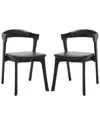 Safavieh Couture Brylie Wood And Leather Dining Chair, Set Of 2 In Black