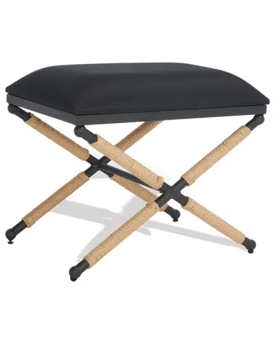 Safavieh Couture Carmelo Hemp Wrapped Ottoman In Black