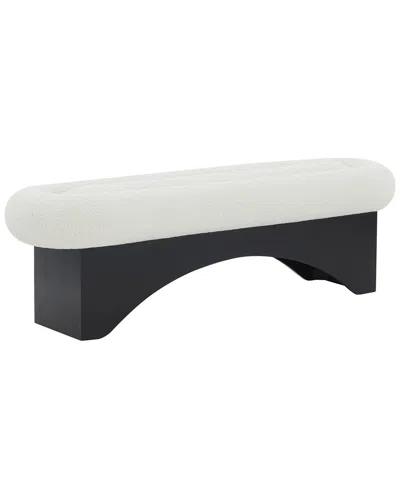 Safavieh Couture Carsen Boucle & Wood Bench In Blue