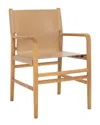 Safavieh Couture Cassaphina Leather Arm Chair In Brown