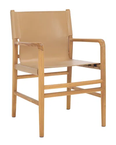 Safavieh Couture Cassaphina Leather Arm Chair In Brown