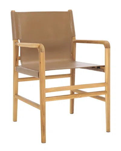 Safavieh Couture Cassaphina Leather Arm Chair In Brown