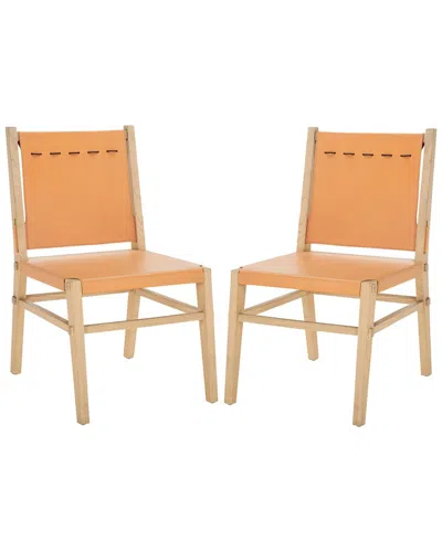 Safavieh Couture Catriella Leather Dining Chair In Orange