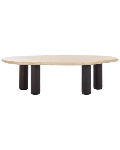 SAFAVIEH COUTURE SAFAVIEH COUTURE CELESTYN TRAVERTINE TOP COFFEE TABLE
