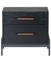 Safavieh Couture Chandri Vegan Leather Wrapped Handle Nightstand In Black
