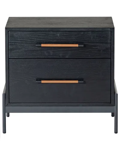 Safavieh Couture Chandri Vegan Leather Wrapped Handle Nightstand In Black