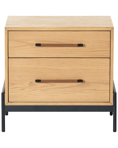 Safavieh Couture Chandri Vegan Leather Wrapped Handle Nightstand In Brown