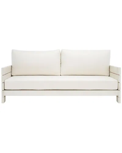 Safavieh Couture Chrissie Wood Patio Sofa In White