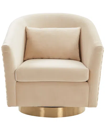Safavieh Couture Clara Quilted Swivel Chair In Cream