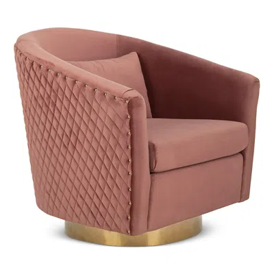 Safavieh Clara Quilted Swivel Tub Chair In Pink