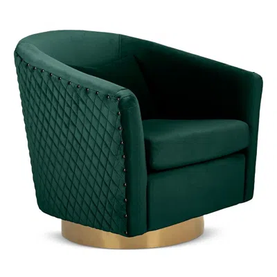 Safavieh Couture Clara Quilted Swivel Tub Chair In Emerald