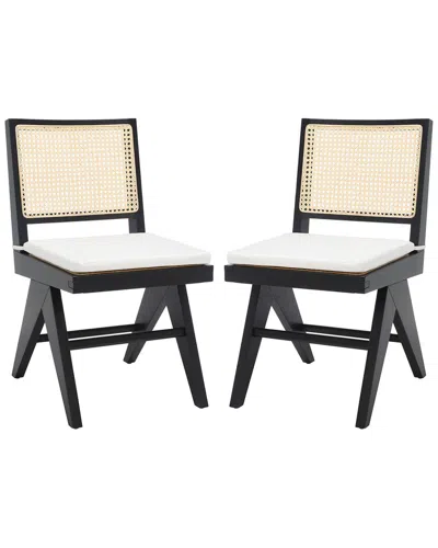 Safavieh Couture Colette Set Of 2 Rattan Dining Chairs In Black