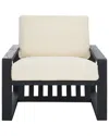 Safavieh Couture Decarlo Wooden Frame Accent Chair In Beige
