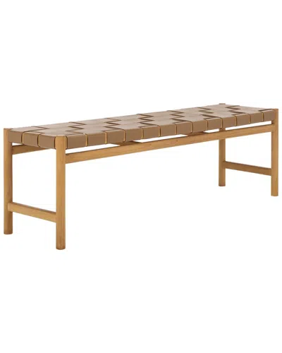 Safavieh Couture Devnie Woven Leather Bench In Brown