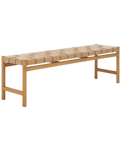 Safavieh Couture Devnie Woven Leather Bench In Brown