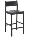 Safavieh Couture Devnie Woven Leather Counter Stool In Black