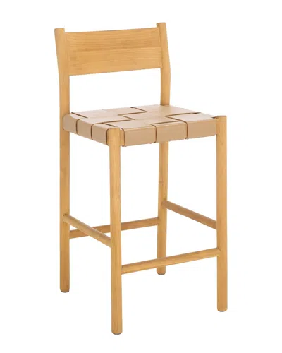 Safavieh Couture Devnie Woven Leather Counter Stool In Brown