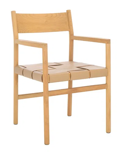 Safavieh Couture Devnie Woven Leather Dining Chair In Brown