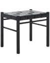 Safavieh Couture Devnie Woven Leather Ottoman In Black