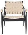 Safavieh Couture Dilan Leather Safari Chair In Black