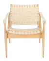 Safavieh Couture Dilan Leather Safari Chair In White
