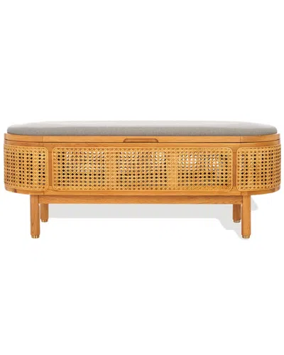 Safavieh Couture Dolly Cane & Wood Storage Bench In Brown