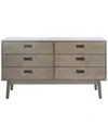 Safavieh Couture Donald 6 Drawer Dresser In Light Grey