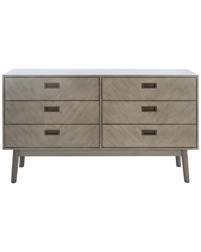 Safavieh Couture Donald 6 Drawer Dresser In Light Grey