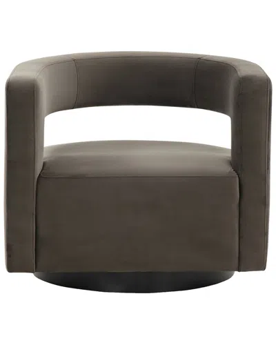 Safavieh Couture Edgar Velvet Swivel Chair In Grey