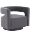 Safavieh Couture Edgar Velvet Swivel Chair In Grey