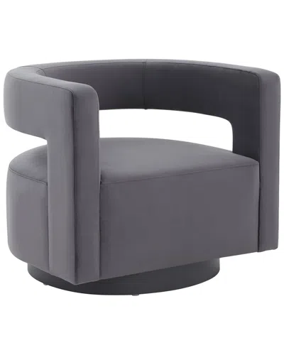 Safavieh Couture Edgar Velvet Swivel Chair In Grey