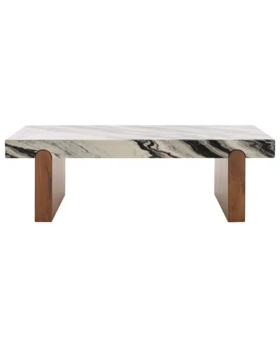 Safavieh Couture Ellebeth Marble Top Coffee Table In Brown