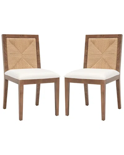 Safavieh Couture Emilio Set Of 2 Woven Dining Chairs In Brown