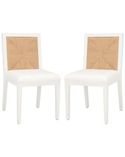 Safavieh Couture Emilio Set Of 2 Woven Dining Chairs In White