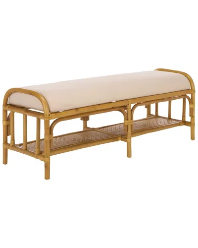 Safavieh Couture Flanders Rattan Pole Bench In Brown