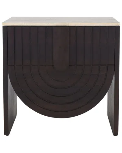 Safavieh Couture Floris Travertine Top Nightstand In Black