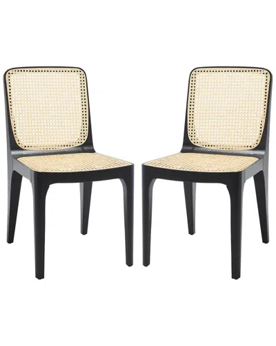 Safavieh Couture Frank Set Of 2 Rattan Dining Chairs In Black