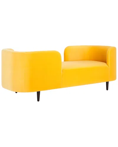 Safavieh Couture Frieda Velvet Tete-a-tete Chair In Yellow