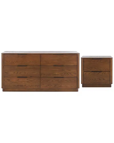 Safavieh Couture Gabrietta 2-drawer Wood Nightstand In Brown