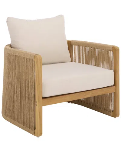 Safavieh Couture Gale Teak & Hyacinth Patio Chair In Brown