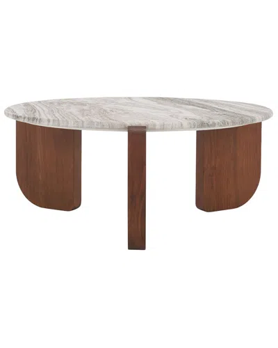 Safavieh Couture Graelyn Marble Top Coffee Table In Brown
