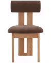 Safavieh Couture Halloway Boucle & Wood Dining Chair In Brown