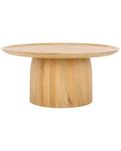 Safavieh Couture Hope Round Wood Coffee Table In Yellow