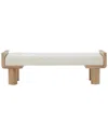 Safavieh Couture Iryna Boucle & Wood Bench In White