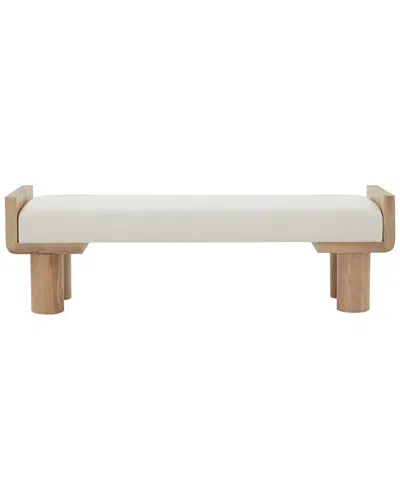Safavieh Couture Iryna Boucle & Wood Bench In White