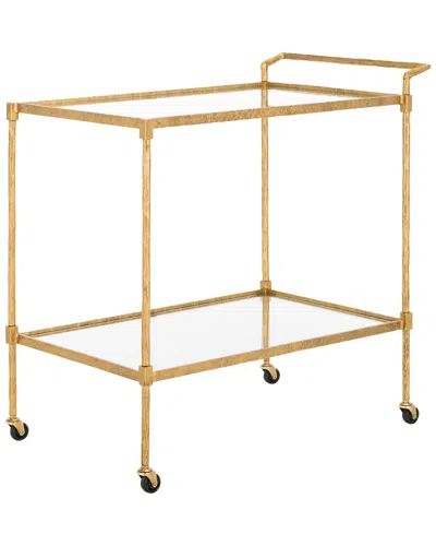 Safavieh Couture Isabellina Metal & Glass Bar Cart In Gold