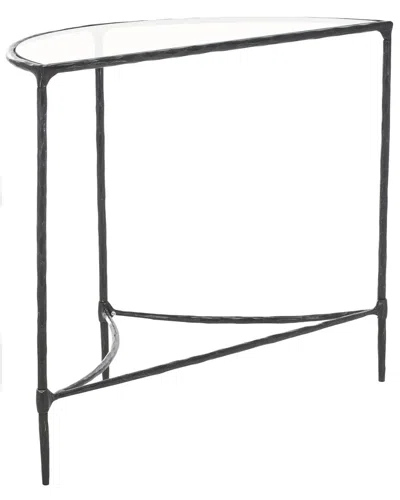 Safavieh Couture Isabellina Metal & Glass Half Moon Console Table In Black
